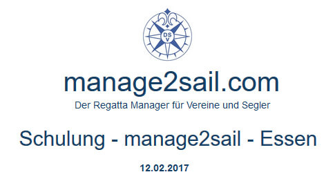 manage2sail Schulung am 12.02.2017 in Essen.